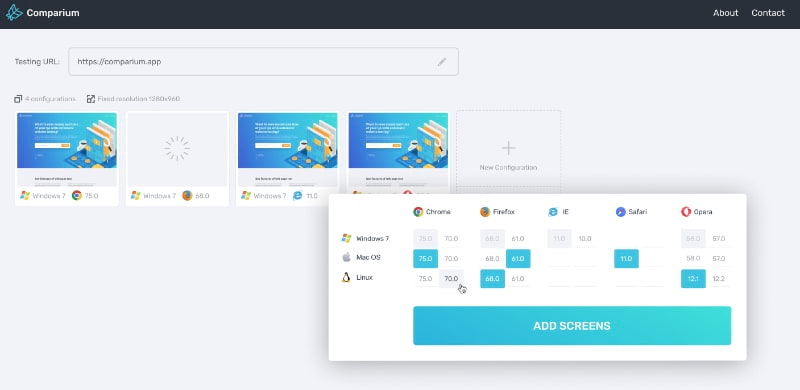 Voici un exemple de l'interface de Comparium.