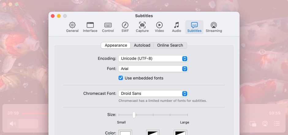 Customize subtitles on Mac