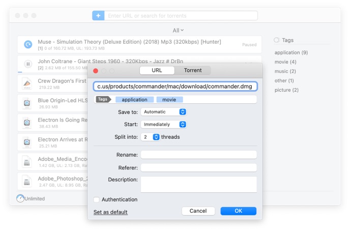 Free download manager for Mac with advanced options