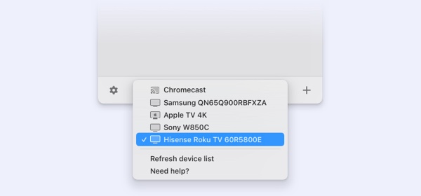 Choose the receiving device Stream Mac to TV Wirelessly
